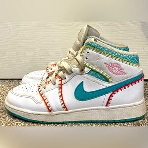 Nike Air Jordan 1 Mid SE GS White Washed Teal Rush Pink DM6218 100 Size 6.5Y